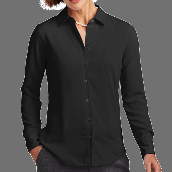 Women's Full Button Satin Blouse Thumbnail