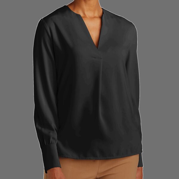 Women's Open Neck Satin Blouse Thumbnail