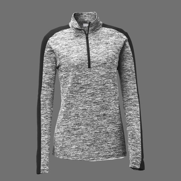 Ladies PosiCharge ® Electric Heather Colorblock 1/4 Zip Pullover Thumbnail