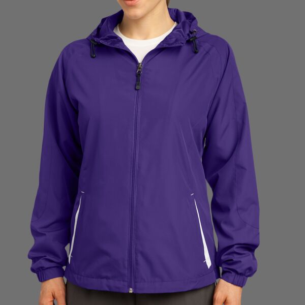 Ladies Colorblock Hooded Raglan Jacket Thumbnail